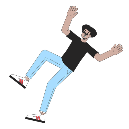 Un homme afro-américain effrayé tombe  Illustration