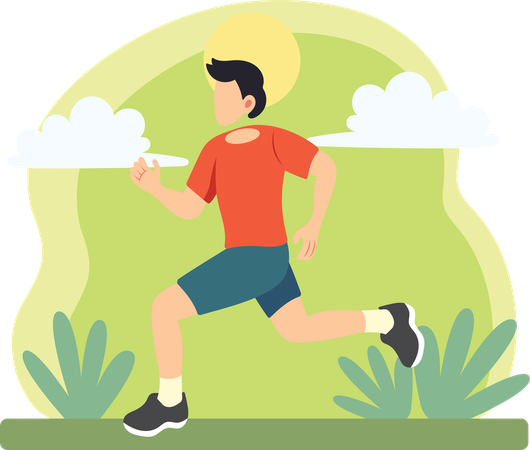Un homme court à l'extérieur pour faire de l'exercice physique  Illustration