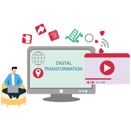 Un homme d'affaires accélère la transformation numérique  Illustration