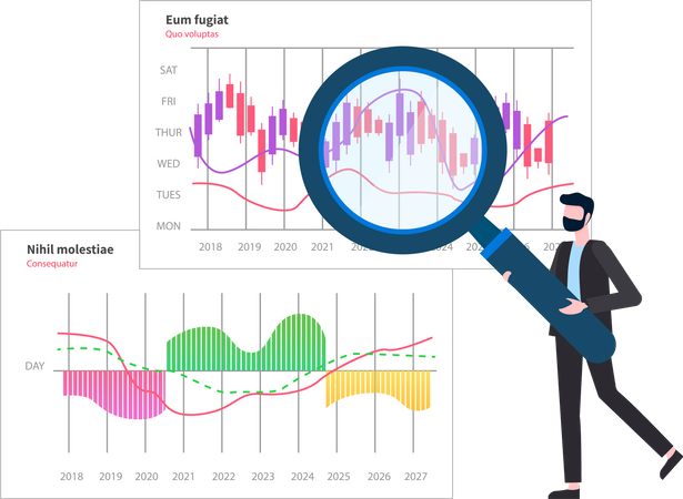 L'homme d'affaires analyse de nouvelles façons de gagner plus de profits  Illustration