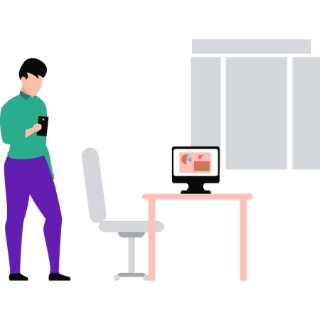 L'homme d'affaires analyse les données commerciales en ligne  Illustration