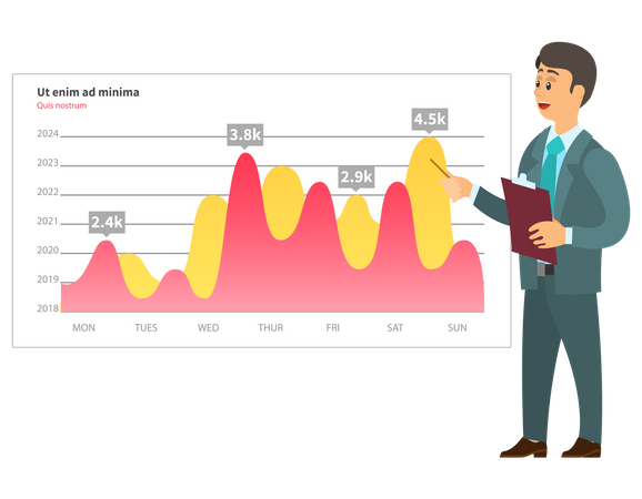 L'homme d'affaires analyse les améliorations du projet  Illustration