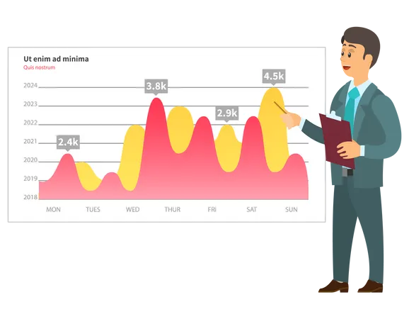 L'homme d'affaires analyse les améliorations du projet  Illustration