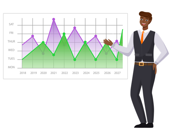 L'homme d'affaires analyse les bénéfices de l'entreprise  Illustration