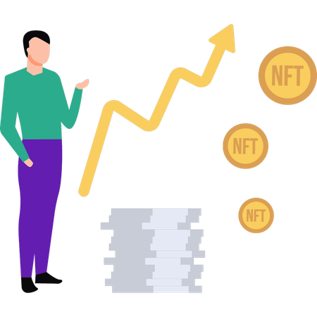 L'homme d'affaires analyse le graphique nft  Illustration