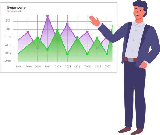 L'homme d'affaires analyse son objectif commercial  Illustration