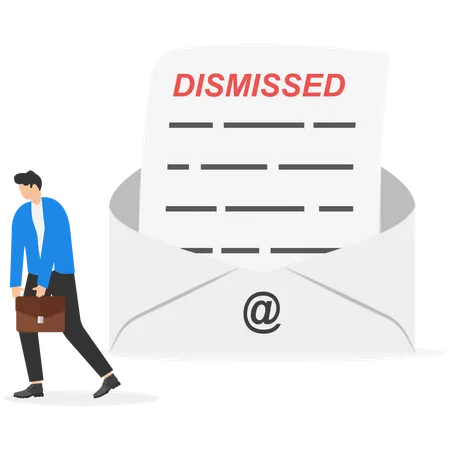 Un homme d'affaires au chômage s'éloigne d'un courrier électronique rejeté  Illustration