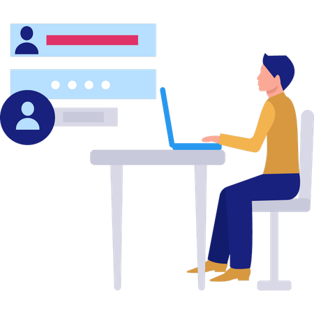 Un homme d'affaires consulte le profil utilisateur  Illustration