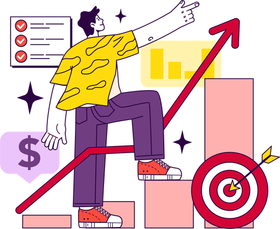 L'homme d'affaires consulte l'analyse commerciale  Illustration