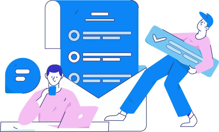 Un homme d'affaires discute sur une plateforme numérique  Illustration