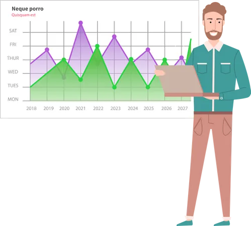 L'homme d'affaires donne une présentation en ligne  Illustration