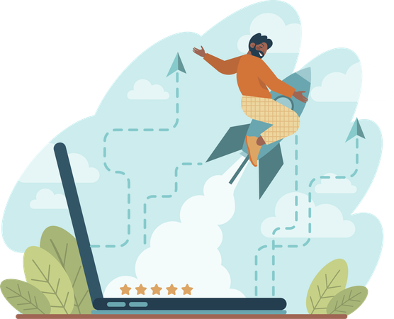 Un homme d'affaires lance une idée innovante  Illustration