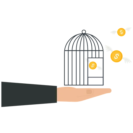 Libérer la pièce d'un dollar américain de la cage  Illustration