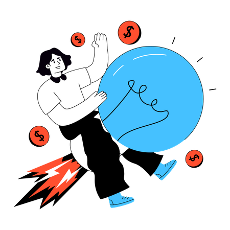 Un homme d'affaires partage son idée de lancement  Illustration