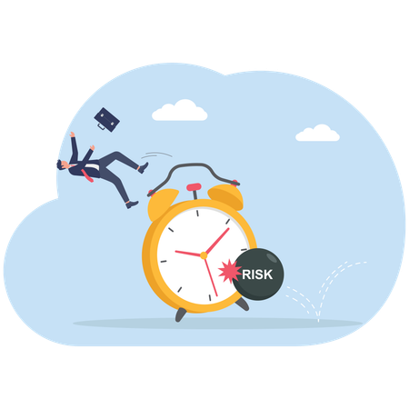 Un homme d'affaires qui approche des échéances de son projet prend des risques croissants  Illustration