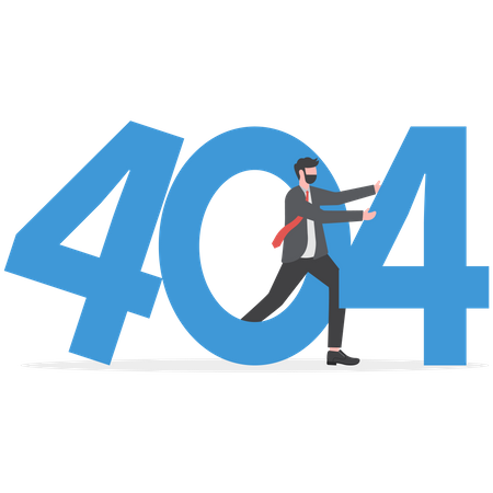 L'homme d'affaires rencontre une erreur 404  Illustration