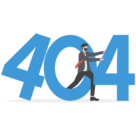 L'homme d'affaires rencontre une erreur 404  Illustration