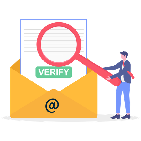 Un homme d'affaires scanne pour vérifier son courrier  Illustration