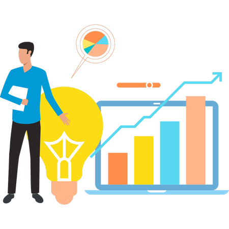 L'homme d'affaires se fait une idée de l'analyse graphique  Illustration