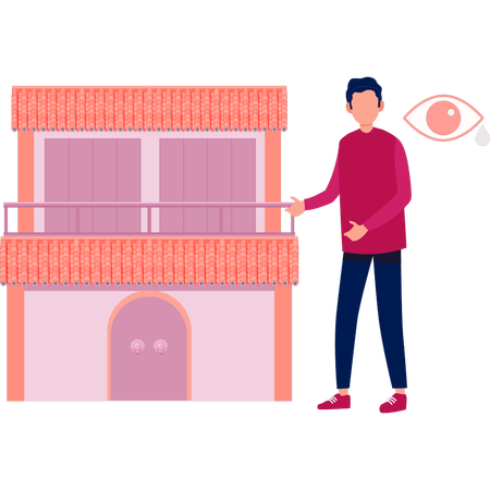 Un homme décore un bâtiment d'église  Illustration