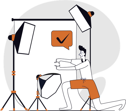 Un homme enregistre des actions de pose  Illustration