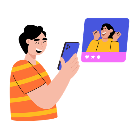 Un homme enregistre sa vidéo amusante  Illustration