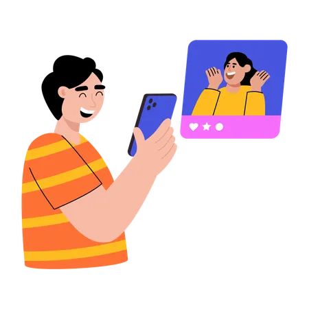 Un homme enregistre sa vidéo amusante  Illustration