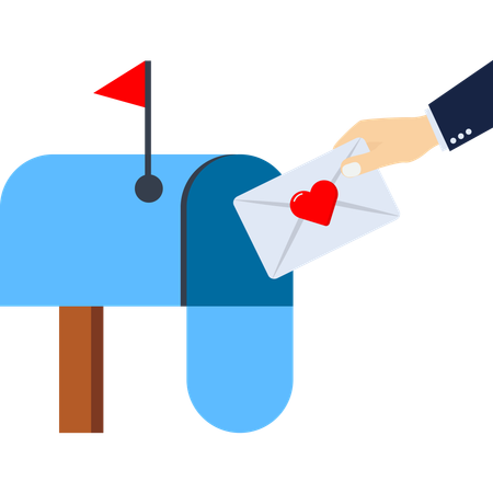 Un homme envoie un e-mail d'amour  Illustration