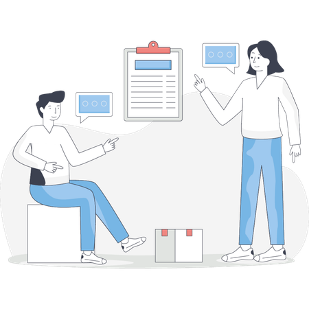 Un homme et une femme sont assis sur une chaise et discutent dans une atmosphère détendue  Illustration