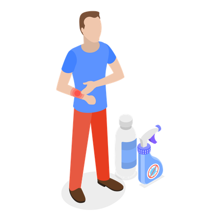 Un homme fait une réaction allergique  Illustration