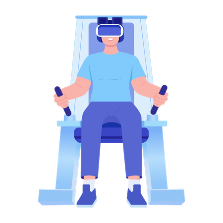 Un homme fait une simulation de réalité virtuelle  Illustration
