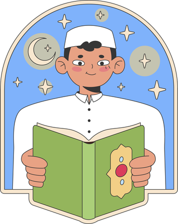 L'homme musulman lit le livre du Coran  Illustration