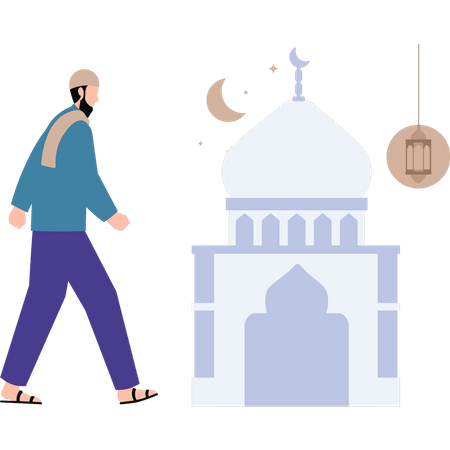 Un musulman va à la mosquée  Illustration