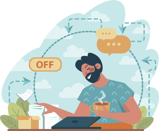 Un homme n’a pas de connexion Internet  Illustration