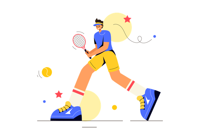 Un homme participe à un match de tennis de table  Illustration