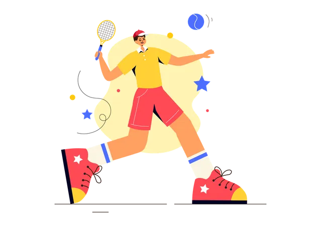 Un homme participe à un tournoi de tennis de table  Illustration