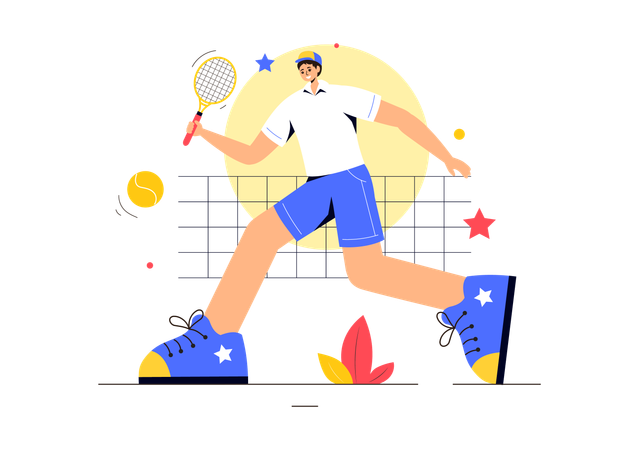 Un homme participe à une compétition de tennis de table  Illustration