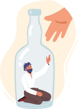 Un homme prisonnier de sa dépendance à l’alcool  Illustration