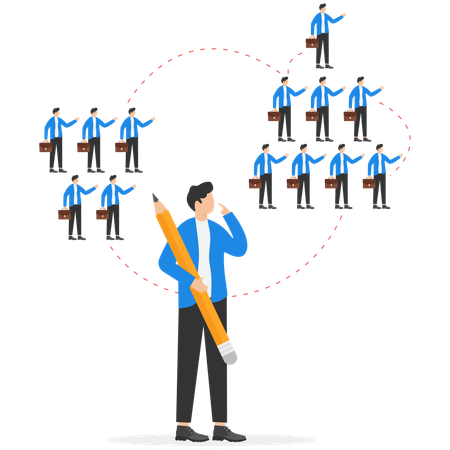 Un homme réfléchit au meilleur travail  Illustration