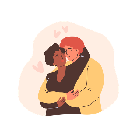 Un homme serre une femme dans ses bras et passe des moments romantiques  Illustration