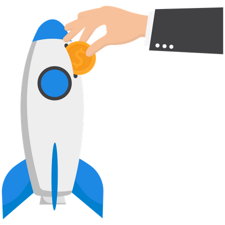 Un investisseur investit dans une startup innovante  Illustration