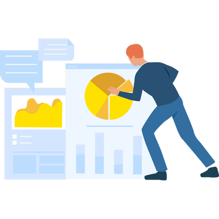 Le jeune garçon fait un graphique  Illustration