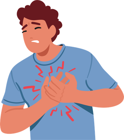 Un jeune homme grimace d’agonie  Illustration