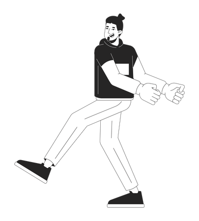 Un jeune homme heureux danse  Illustration