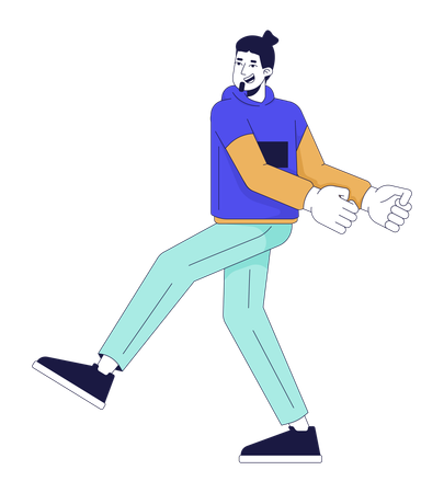 Un jeune homme heureux danse  Illustration