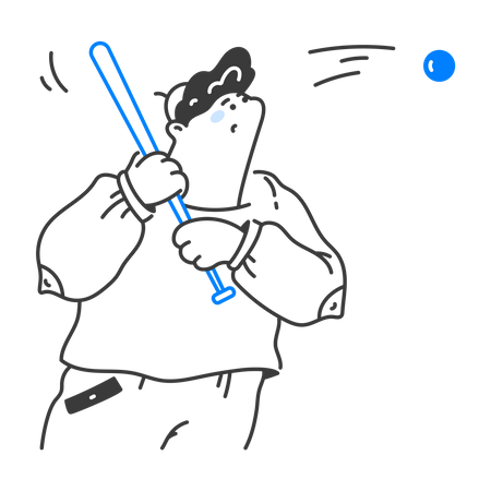 Un jeune homme joue au baseball  Illustration
