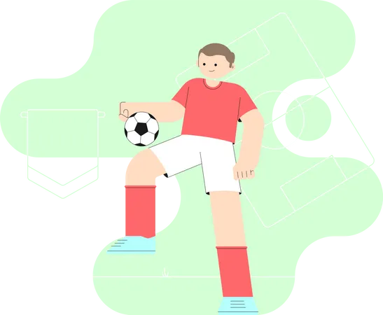 Un joueur de football dribble le ballon  Illustration