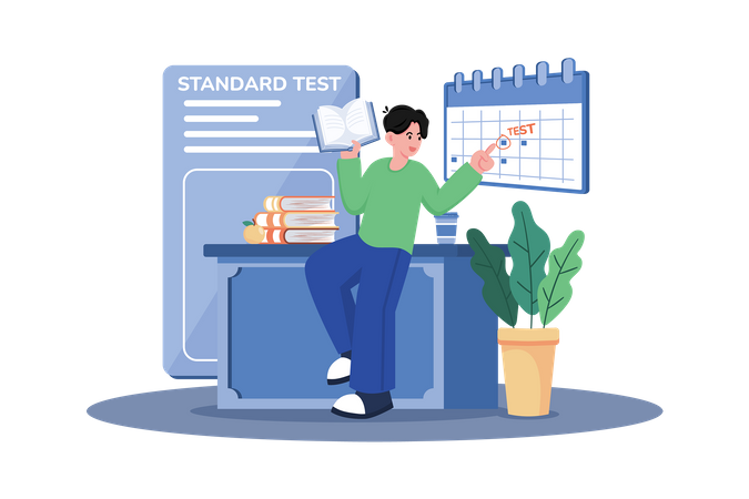 Un lycéen se prépare à un test standardisé  Illustration