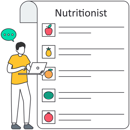 Un médecin donne des conseils sur l'alimentation saine  Illustration