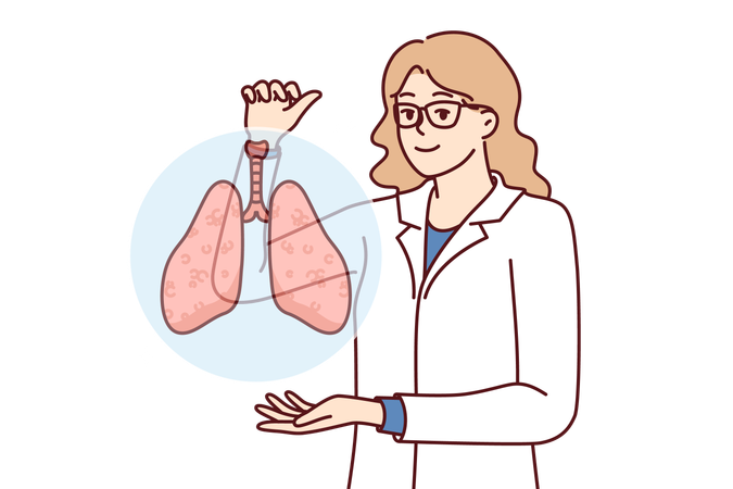 Un médecin explique la maladie pulmonaire  Illustration